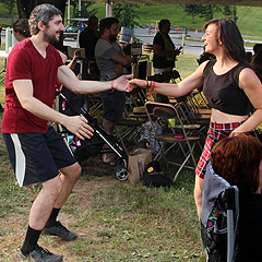 A couple dances by the Main Stage tent