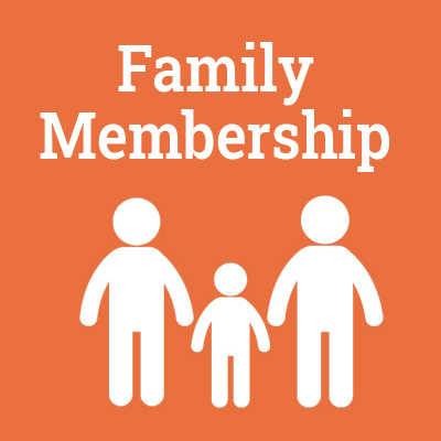 graphic button: the words Family Membership above two adult person icons flanking a smaller child person icon